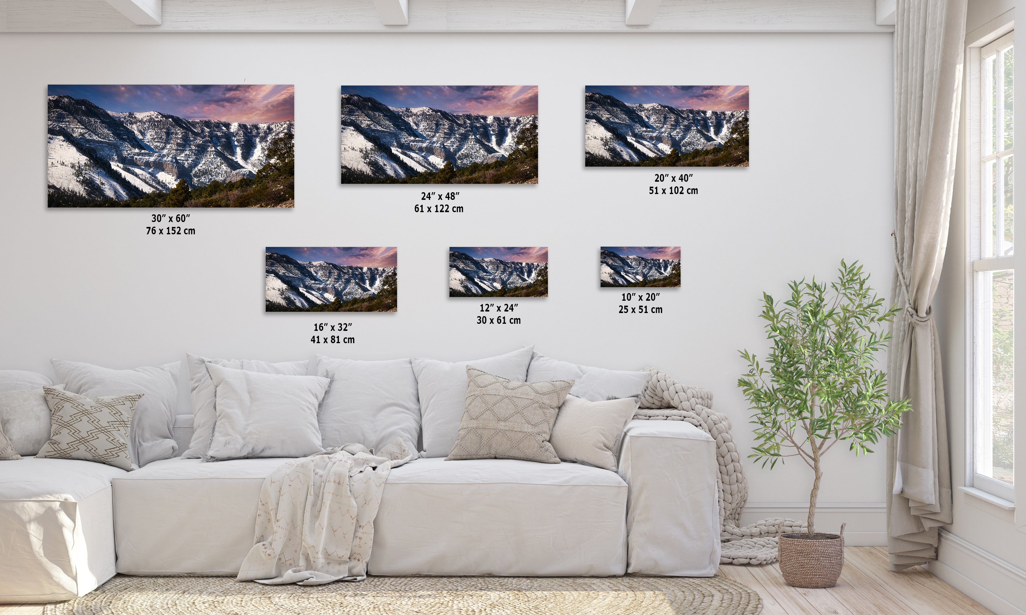 Mt Charleston Nevada Mountain Picture, Snowy Scenery Nature Photo Relaxation Artwork, Winter Landscape for Office, Dorm, Bohemian Decor