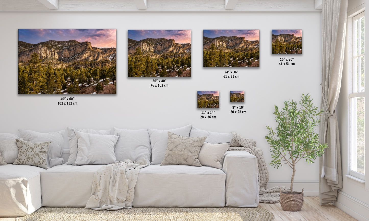 Mt Charleston Nevada Mountain Picture, Snowy Scenery Nature Photo Relaxation Artwork | Winter Landscape for Office, Dorm, Bohemian Decor