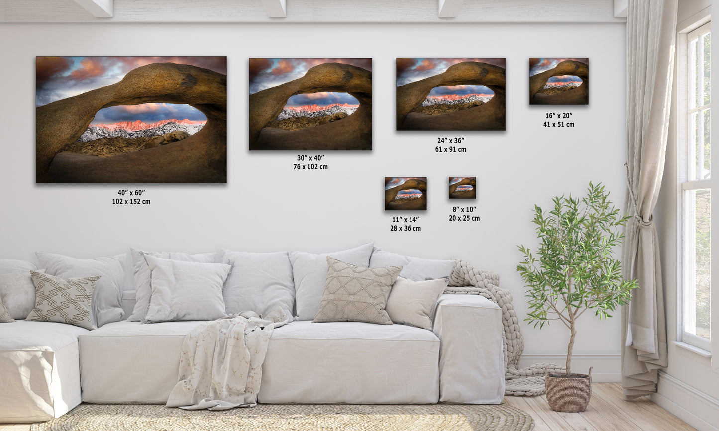 Mount Whitey & Mobius Arch Mountain Picture, Nature Photo from Alabama Hills for Relaxation Art for Meditation, Office, and House Decor