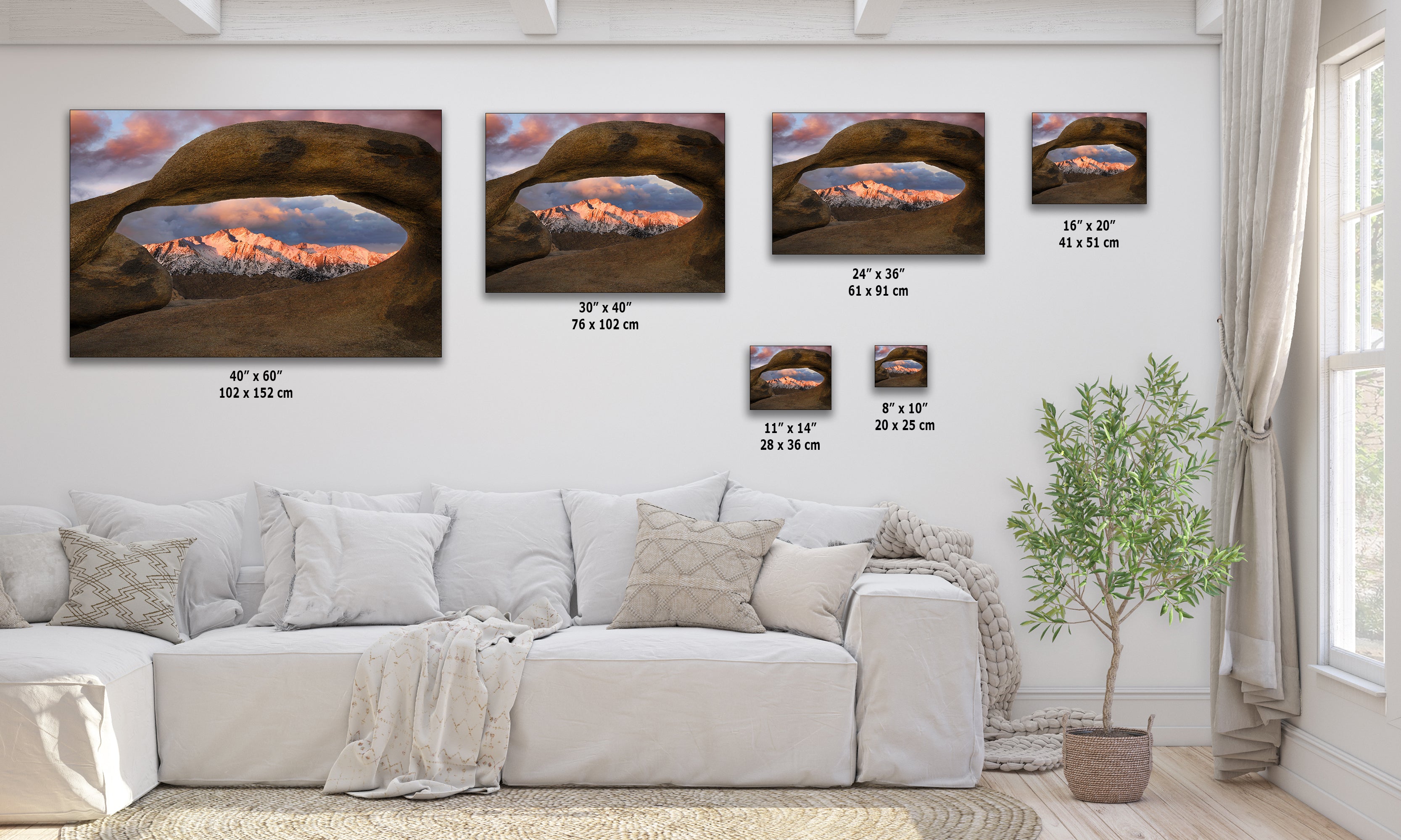 Lone Pine & Mobius Arch Mountain Picture, Nature Photo from Alabama Hills for Relaxation Art for Meditation, Office, and House Decor