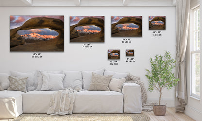 Lone Pine & Mobius Arch Mountain Picture, Nature Photo from Alabama Hills for Relaxation Art for Meditation, Office, and House Decor