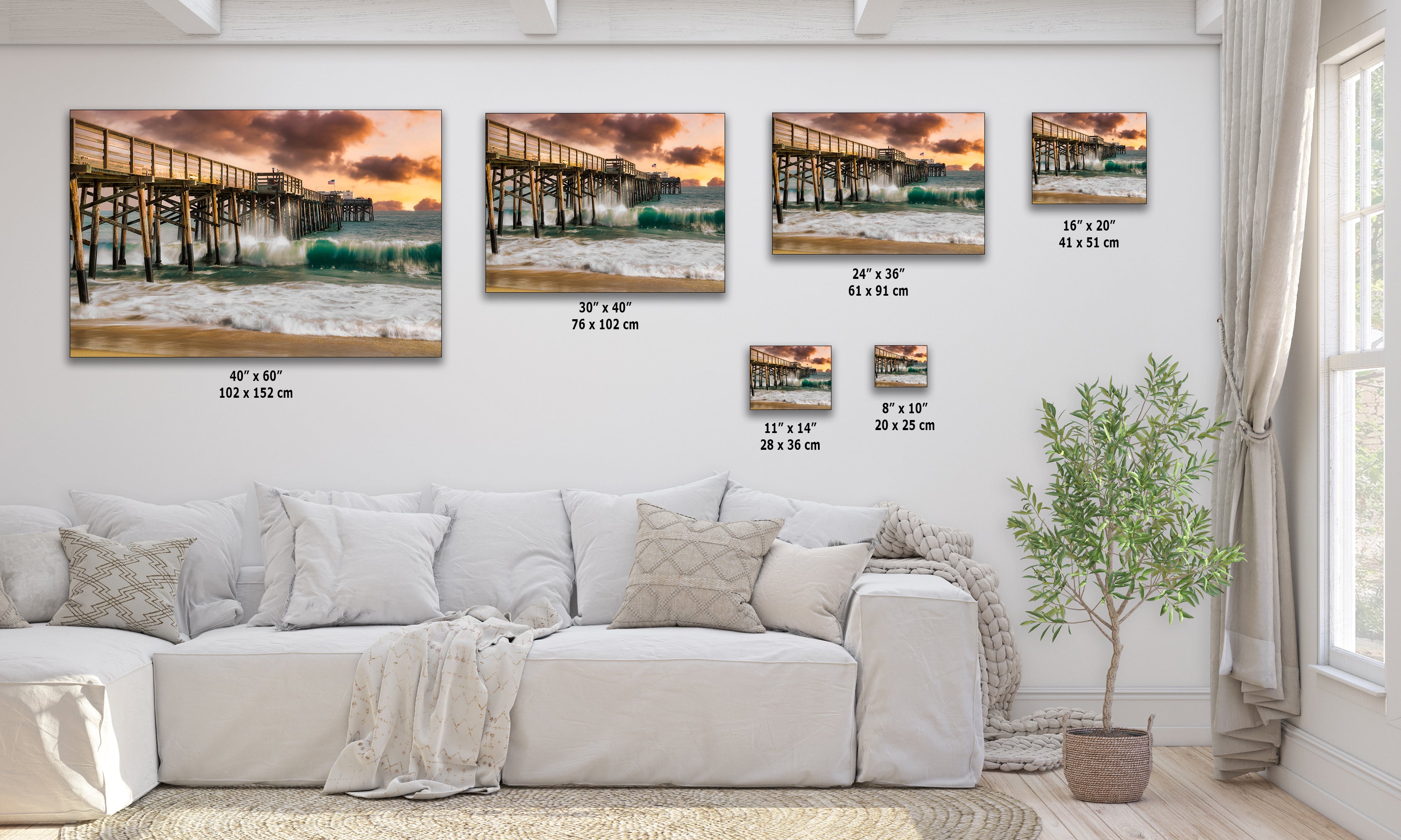 Southern California Coastline Ocean Picture Nature Photo, Relaxation Artwork, Newport Beach Pier Wall Art, Coastal Sunset Decor