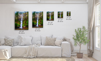 Multnomah Waterfall Picture Nature Photo Wall Art, Pacific Northwest Oregon Relaxation Artwork