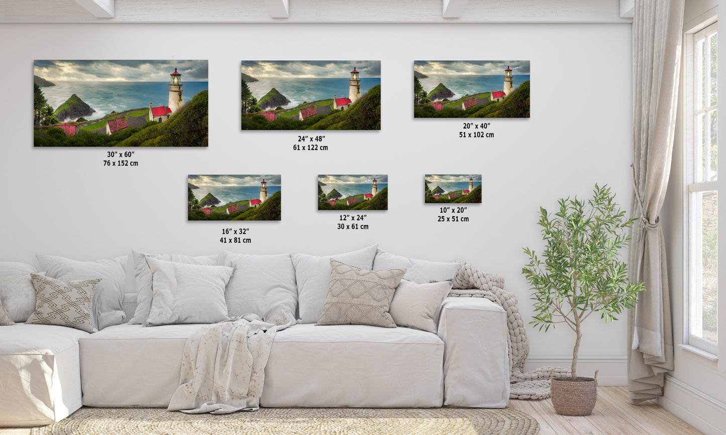 Haceta Head Lighthouse Picture, Oregon Coast Ocean Picture, Pacific Northwest Beach Photo Framed Coastal Decor for Ocean Lovers