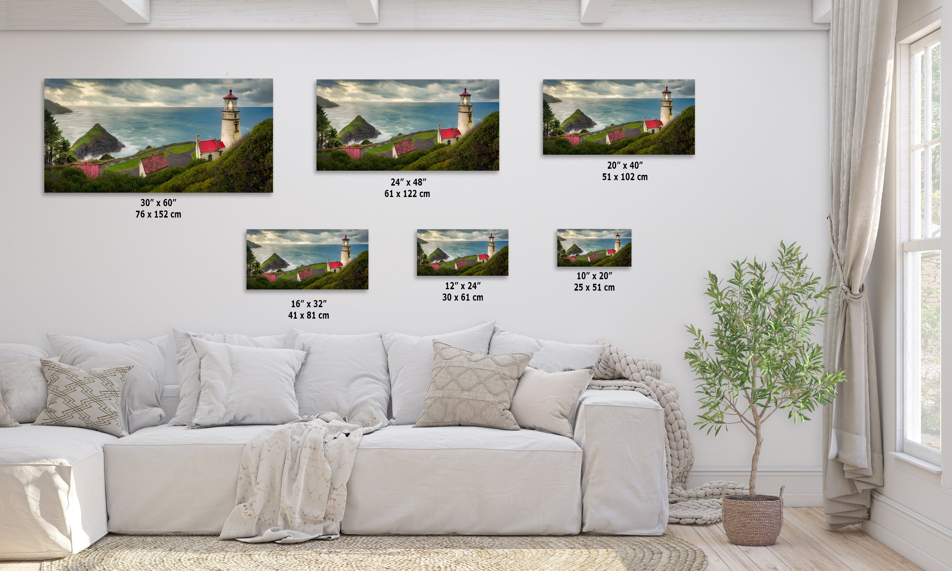 Haceta Head Lighthouse Picture, Oregon Coast Ocean Picture, Pacific Northwest Beach Photo Framed Coastal Decor for Ocean Lovers