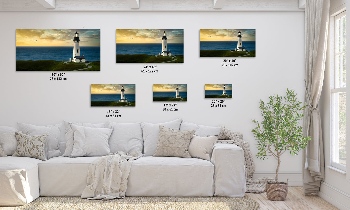 Yaquina Head Lighthouse Picture, Oregon Coast Ocean Picture, Pacific Northwest Beach Photo Wall Art for Office and Relaxation