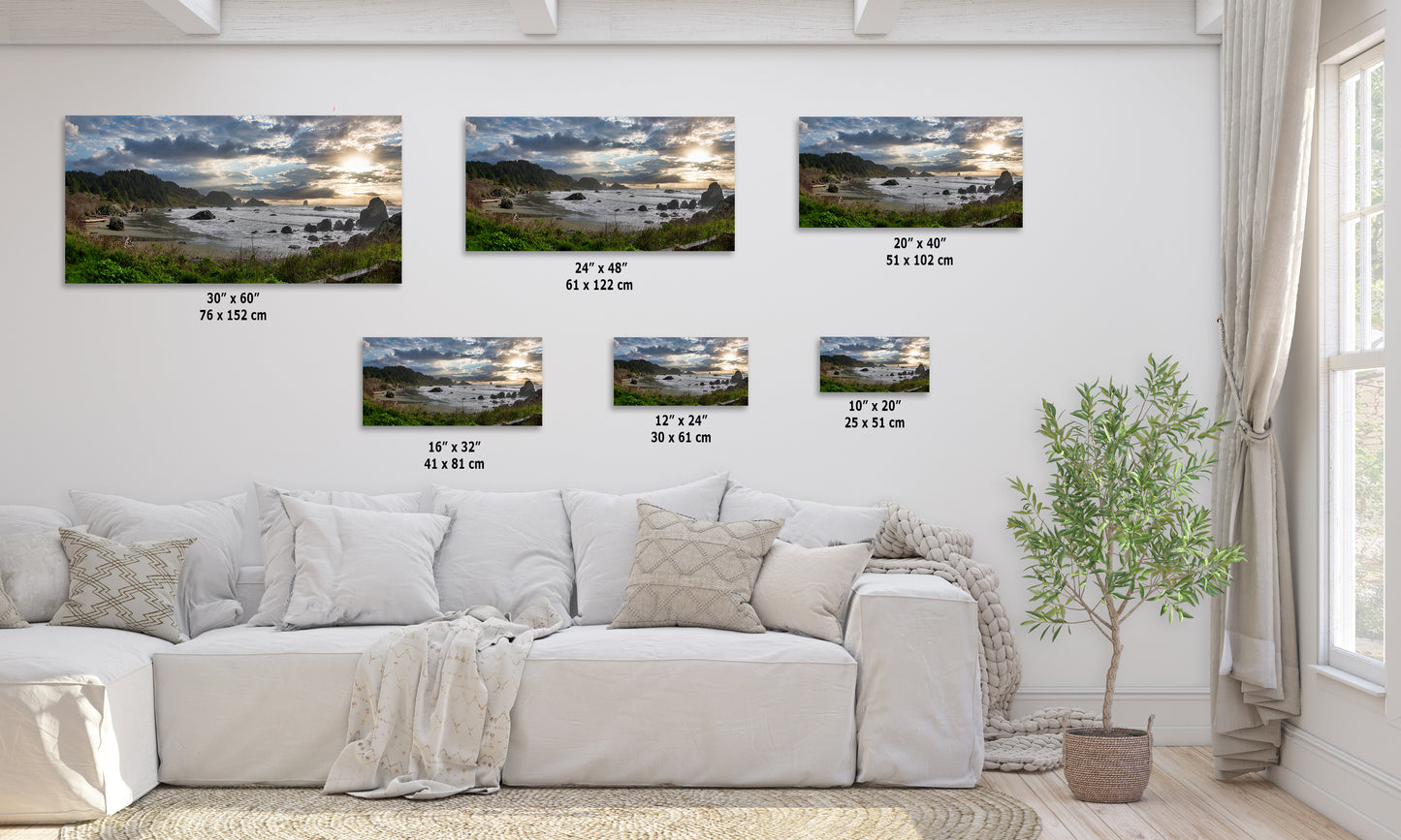 Lone Ranch Beach Oregon Coast Ocean Picture, Panorama Pacific Northwest Nature Photo Relaxation Artwork for Meditation, Apartment, Office & House Decor