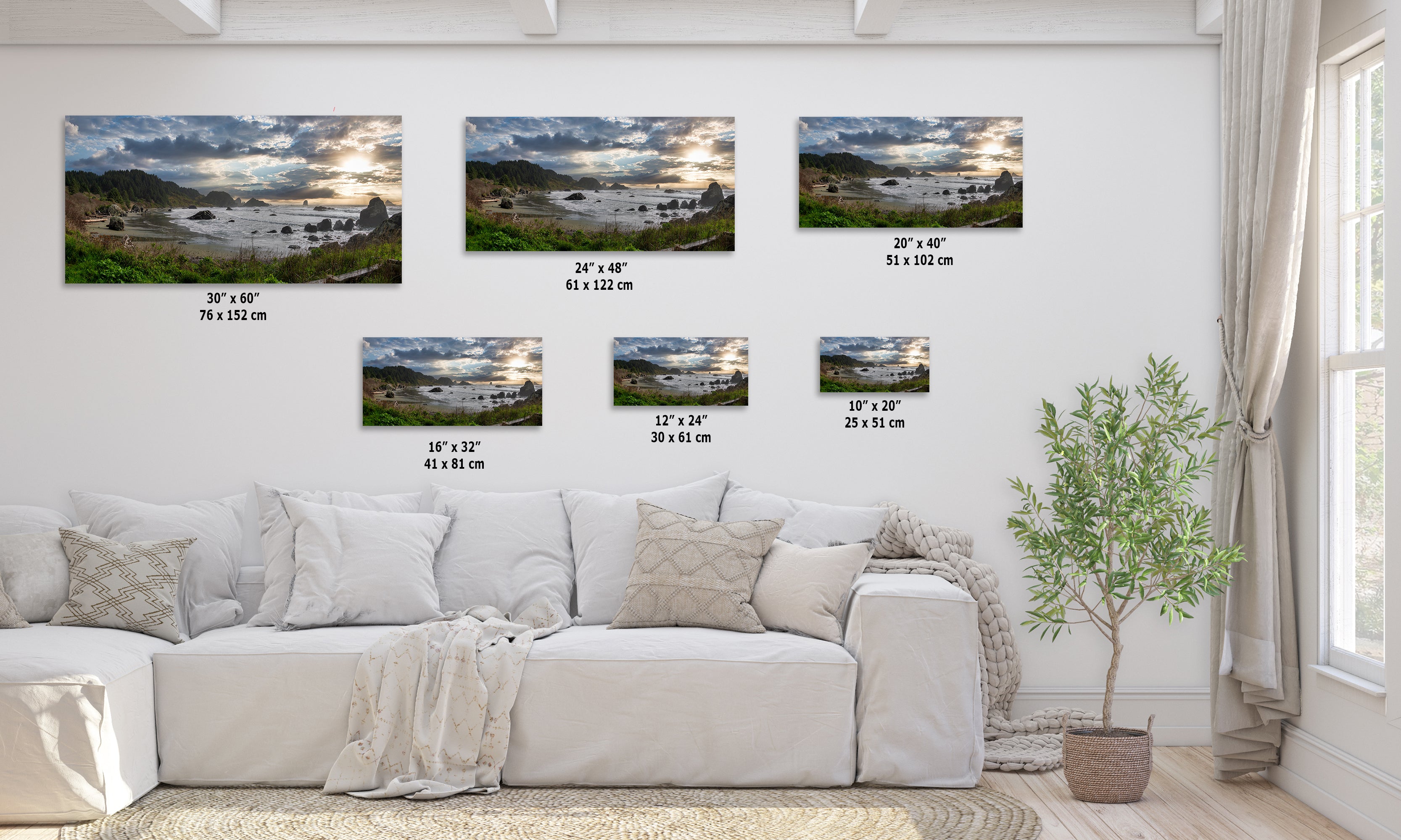 Lone Ranch Beach Oregon Coast Ocean Picture, Panorama Pacific Northwest Nature Photo Relaxation Artwork for Meditation, Apartment, Office & House Decor