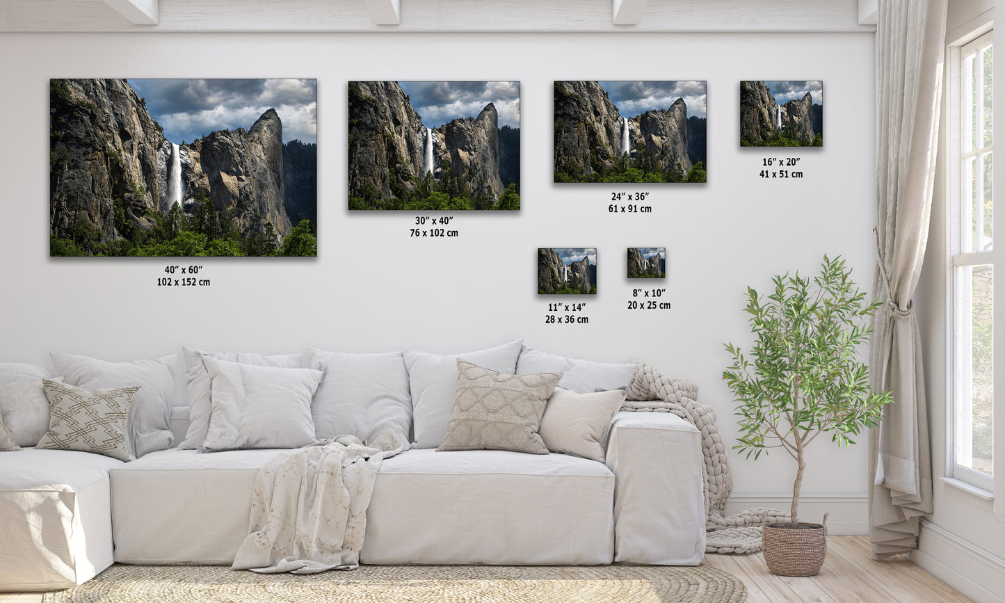Bridalveil Falls Yosemite National Park Nature Photo Relaxation Artwork Waterfall Picture for Meditation, Dorm Room, Office, and House Decor