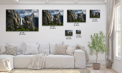 Bridalveil Falls Yosemite National Park Nature Photo Relaxation Artwork Waterfall Picture for Meditation, Dorm Room, Office, and House Decor