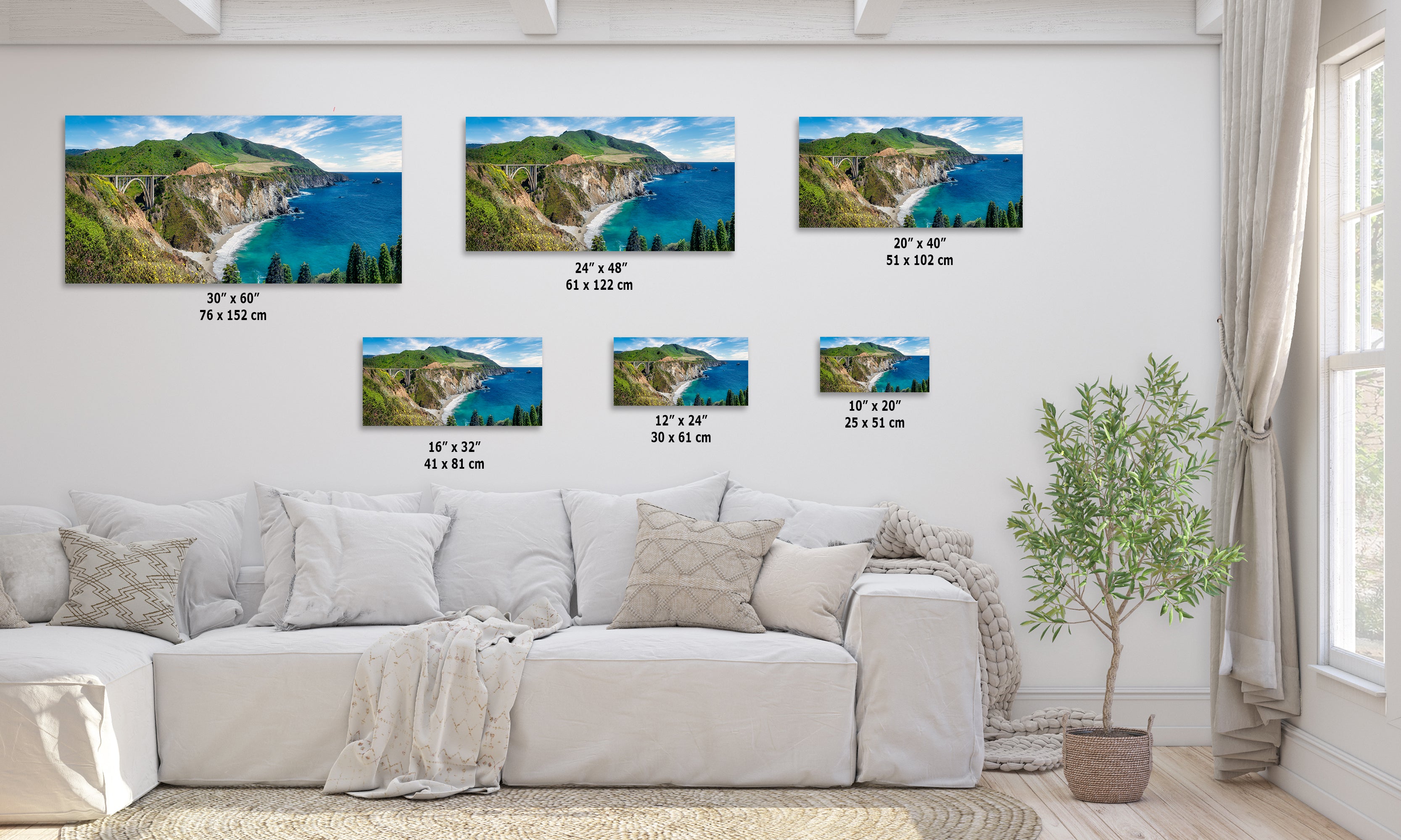 Bixby Bridge Ocean Picture, Big Sur California Coastline Nature Photo Panorama