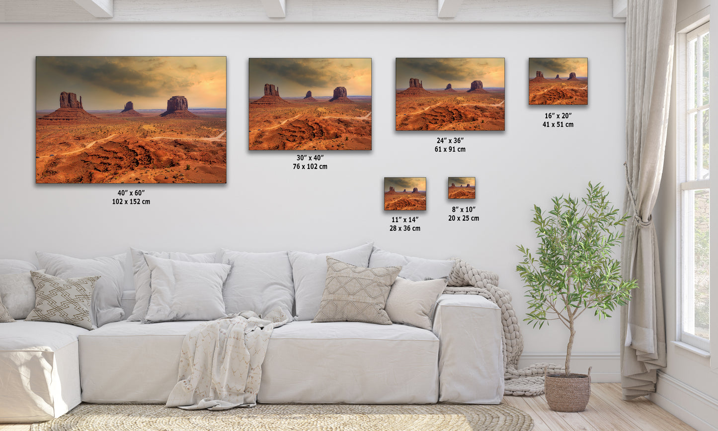 Monument Valley Arizona Desert Picture Stormy Nature Photo, Bohemian Style Relaxation Artwork for Meditation, Apartment, Office & House Decor