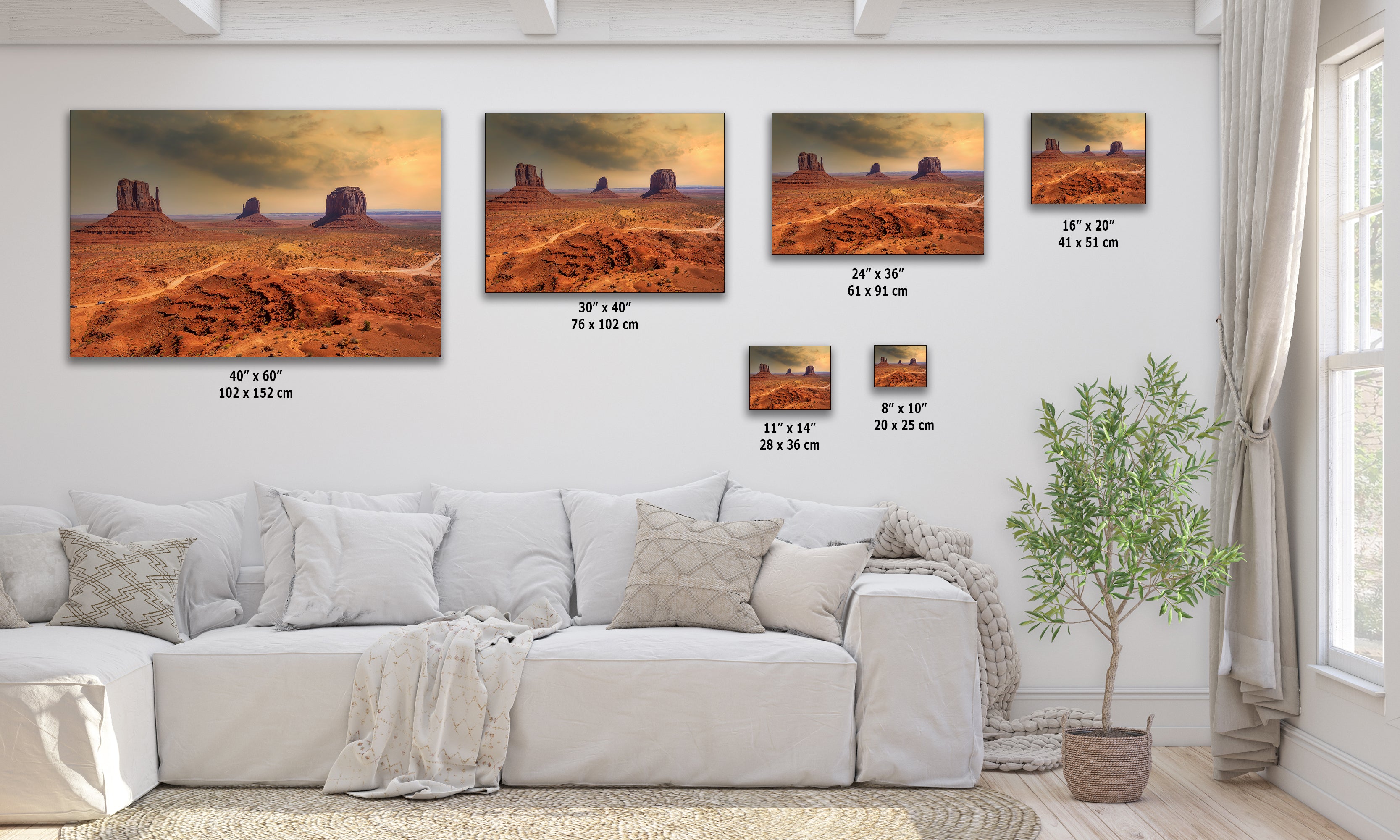 Monument Valley Arizona Desert Picture Stormy Nature Photo, Bohemian Style Relaxation Artwork for Meditation, Apartment, Office & House Decor