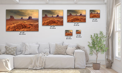 Monument Valley Arizona Desert Picture Stormy Nature Photo, Bohemian Style Relaxation Artwork for Meditation, Apartment, Office & House Decor