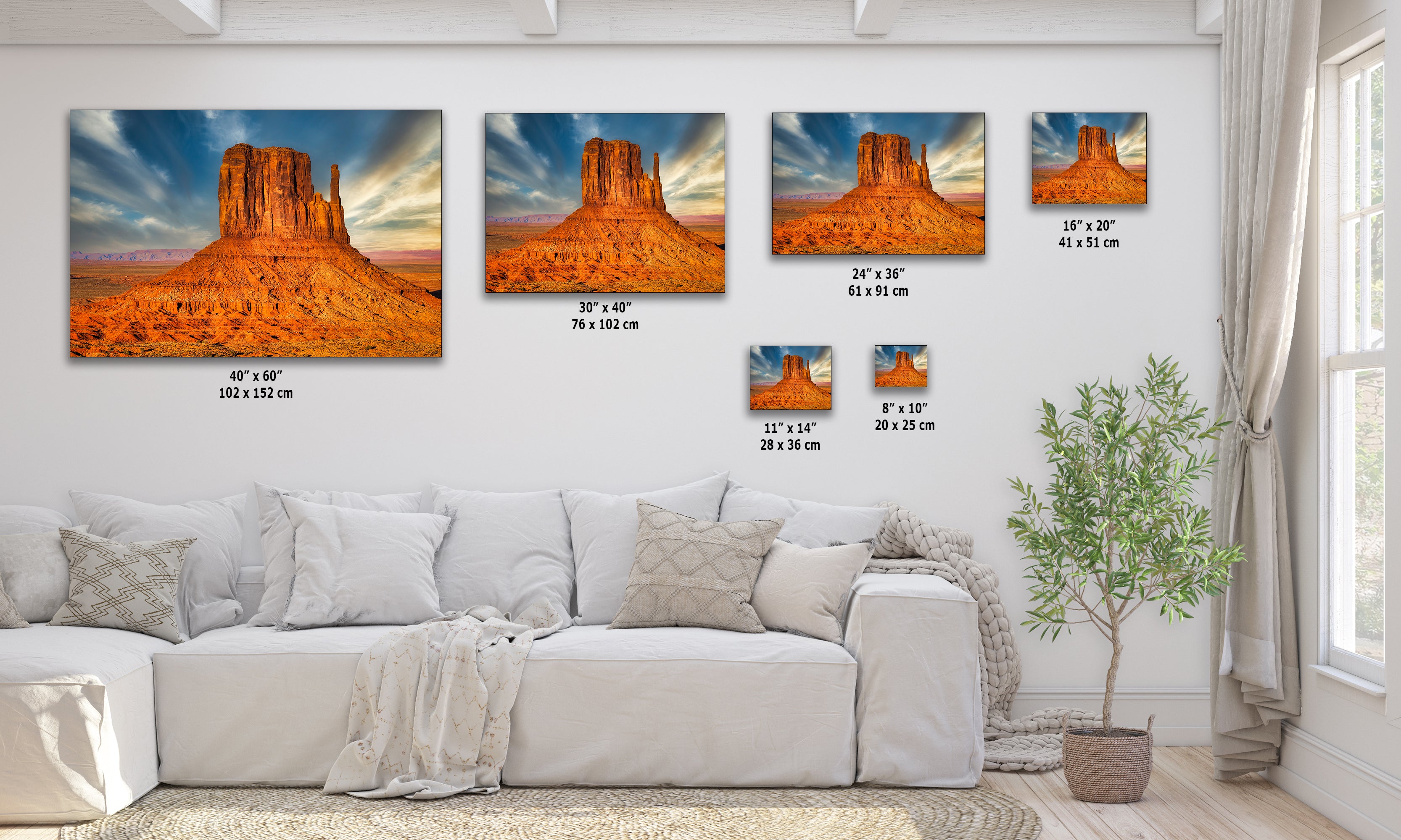 Monument Valley Arizona Desert Picture Nature Photo, Bohemian Style Relaxation Artwork for Meditation, Apartment, Office & House Decor
