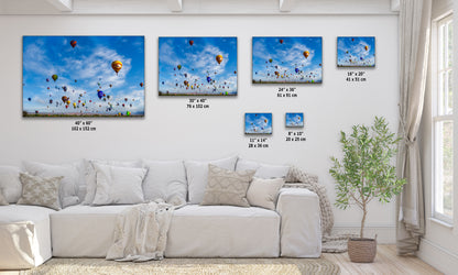 Hot Air Balloon Festival Mass Ascension | Albuquerque New Mexico Balloon Fiesta Wall Art Panorama | Office, Cubicle & House Decor