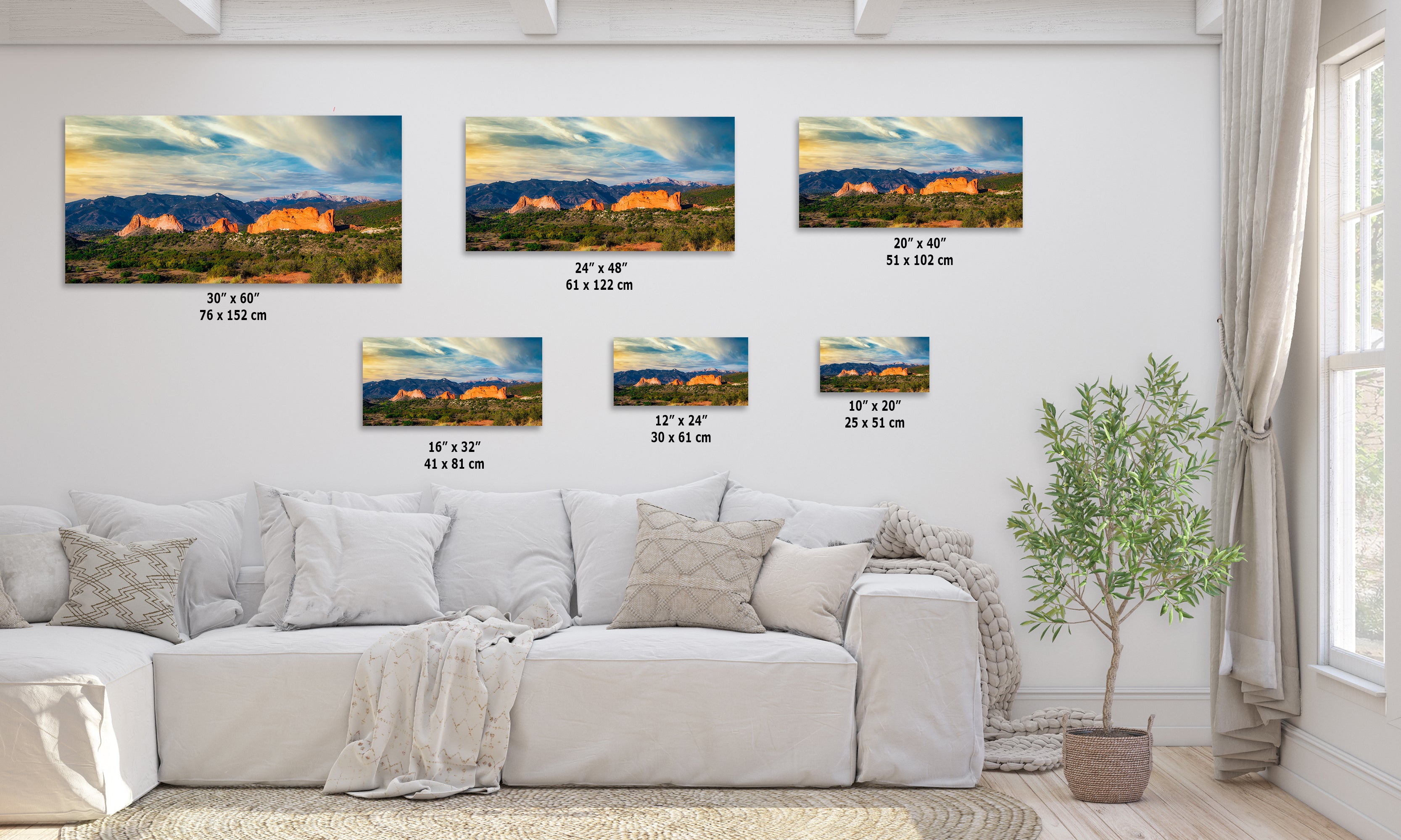 Garden of the Gods & Pikes Peak Colorado Mountain Picture Nature Photo, Rocky Mountain Relaxation Artwork for Meditation/Office/House Decor