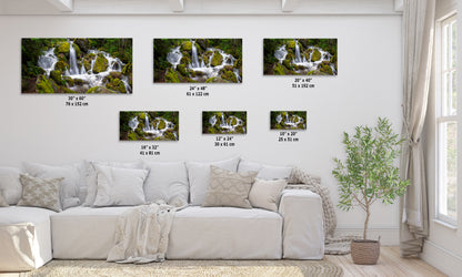 Oregon Pacific Northwest Waterfall Picture Nature Photo Relaxation Artwork in Bohemian Style for Meditation, Office, Apartment, House Decor