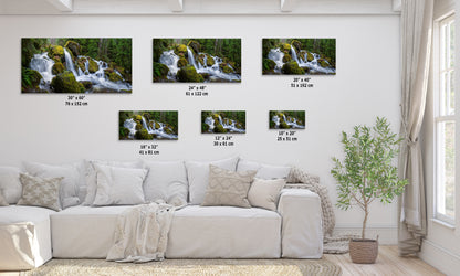 Oregon Waterfall Picture, Pacific Northwest Nature Photo Relaxation Artwork in Bohemian Style for Meditation, Office, Apartment, House Decor