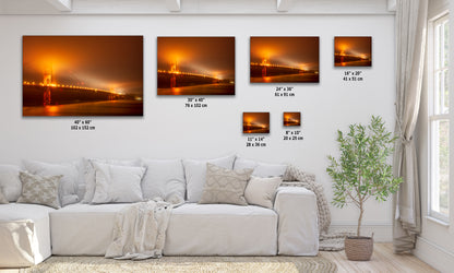San Francisco Golden Gate Bridge Picture Foggy Night Wall Art | Fine Art Print for House Decor, Office, Dorm, Meditation, Relaxation Artwork