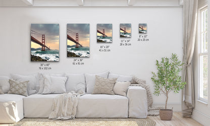 San Francisco Golden Gate Bridge Picture - California Coastline Giant Canvas Print for House Decor & Housewarming