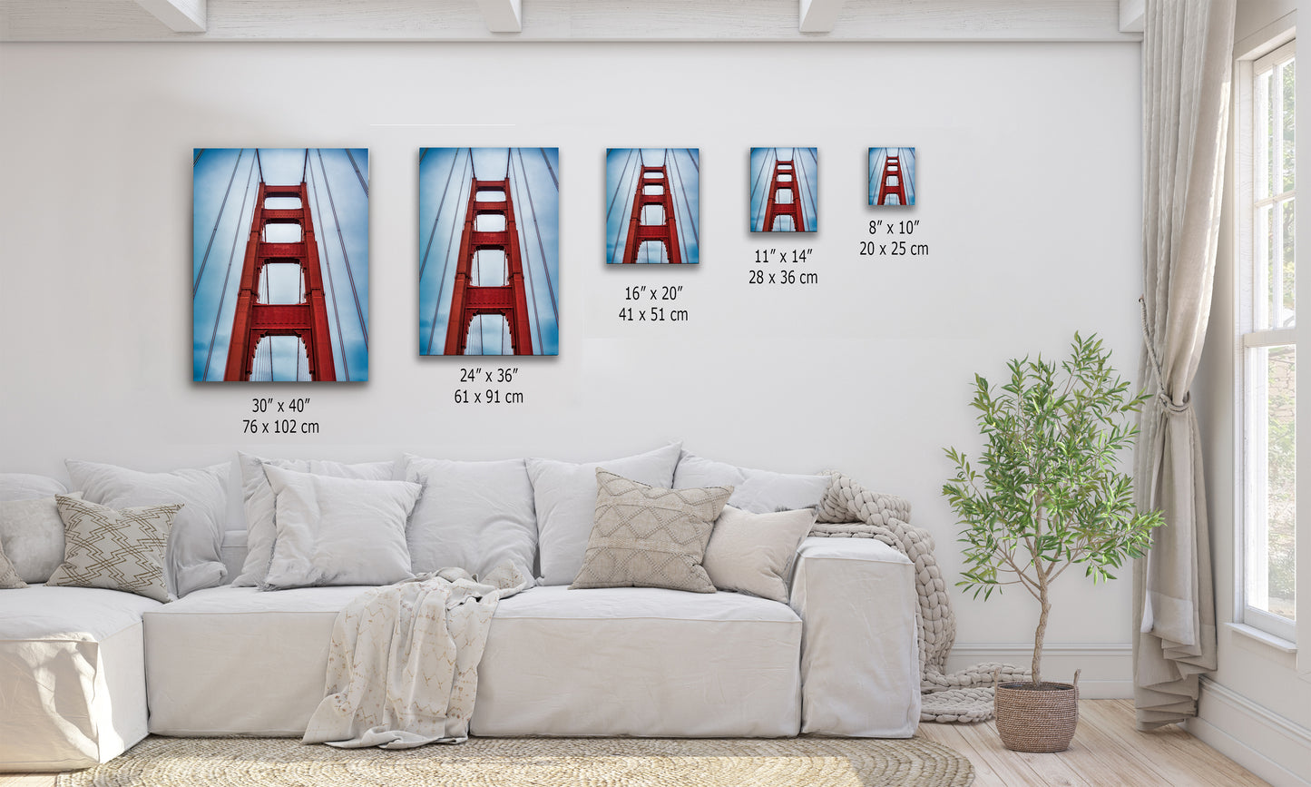 San Francisco Golden Gate Bridge Picture | Towering Canvas Wall Art | California Coastline Photography | Office, Dorm, or Home Decor