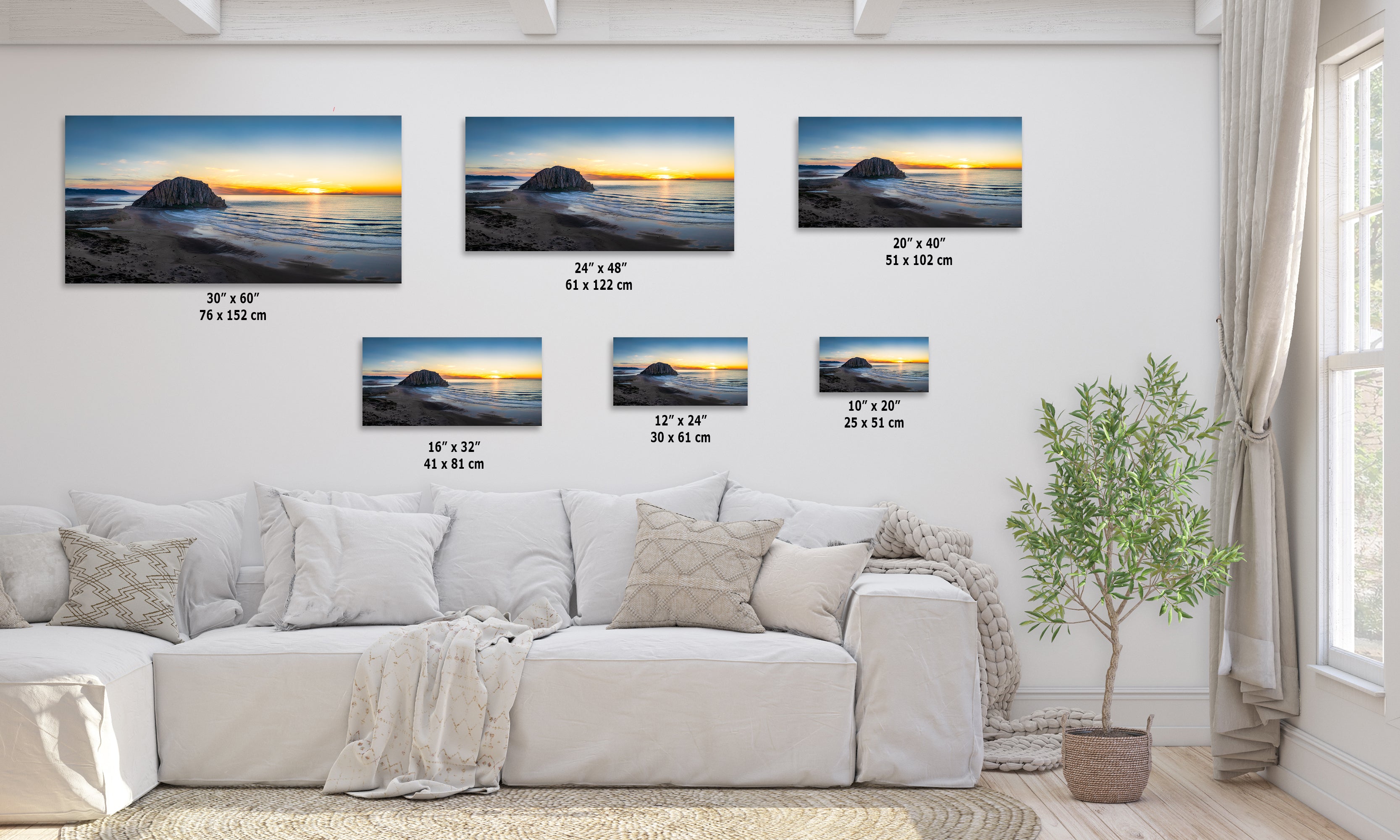 Morro Bay California Coastline Ocean Picture Nature Photo Panorama, Morro Rock Coastal Relaxation Artwork, Dorm Room, Office & House Decor