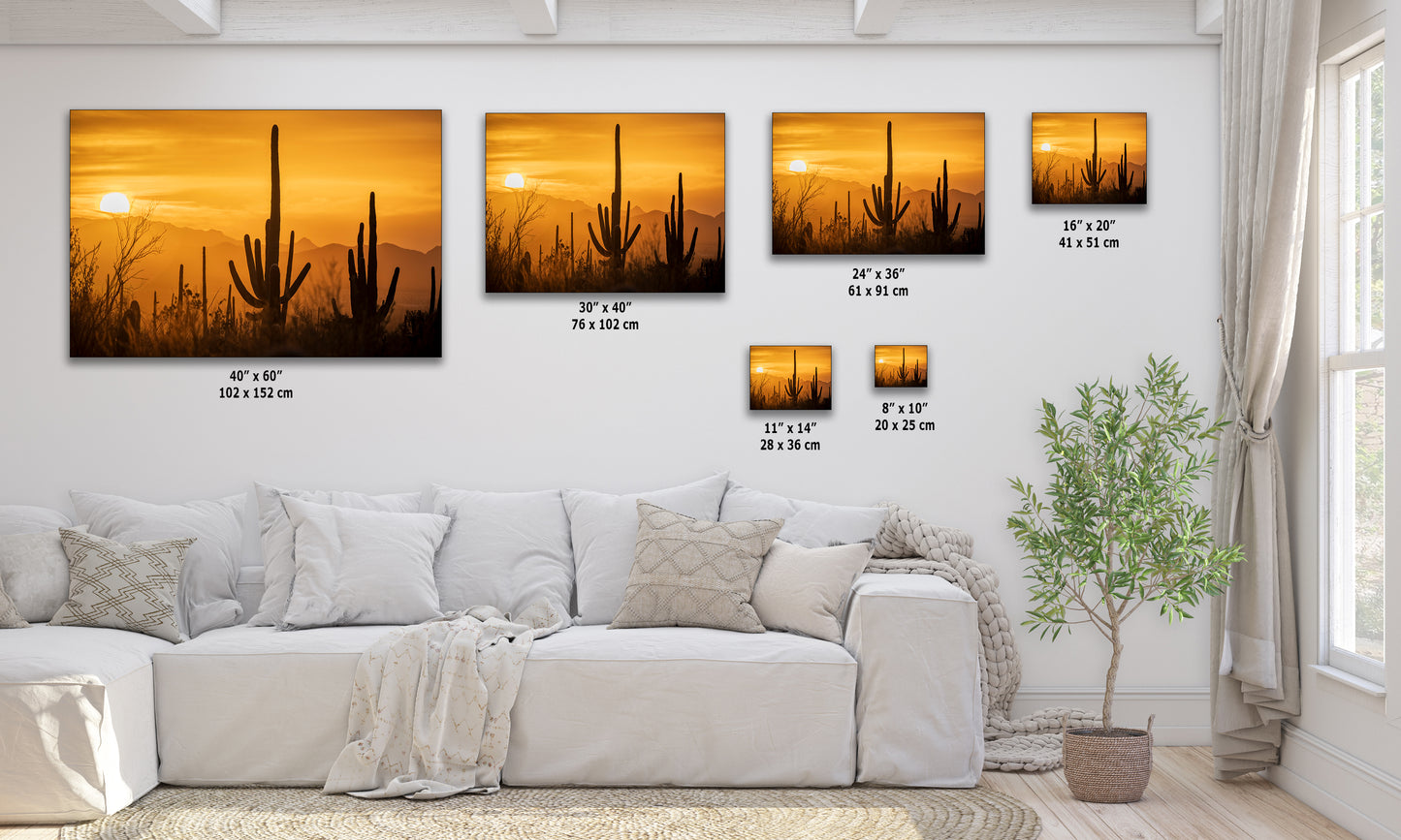 Saguaro National Park Arizona Desert Picture Nature Photo Silhouette, Bohemian Style Relaxation Artwork, Southwestern Sonoran Desert House Decor