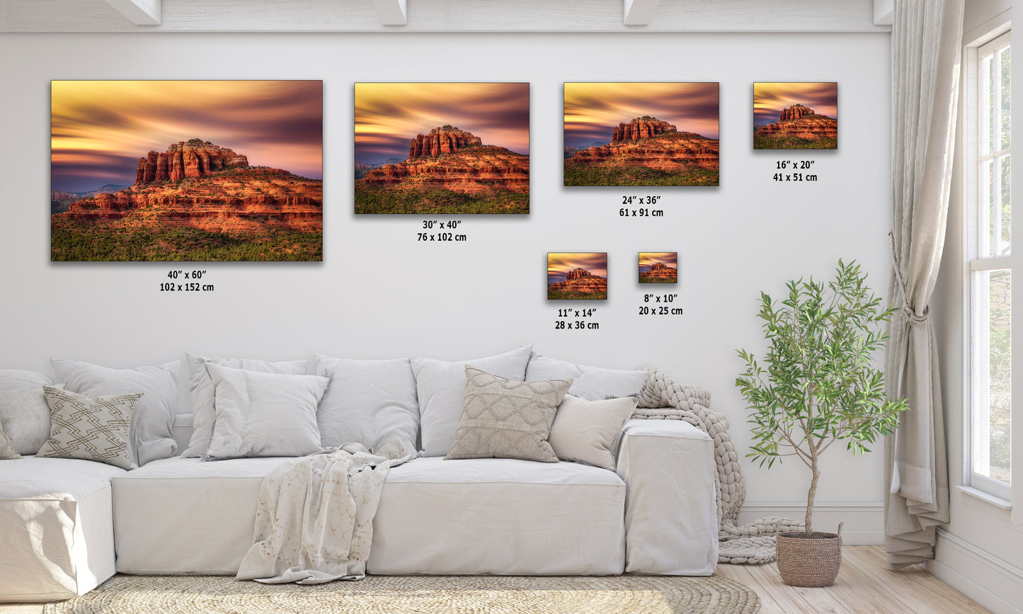 Cathedral Rock Sunset, Sedona Arizona Desert Picture Nature Photo Relaxation Artwork for Meditation, Office, and House Decor