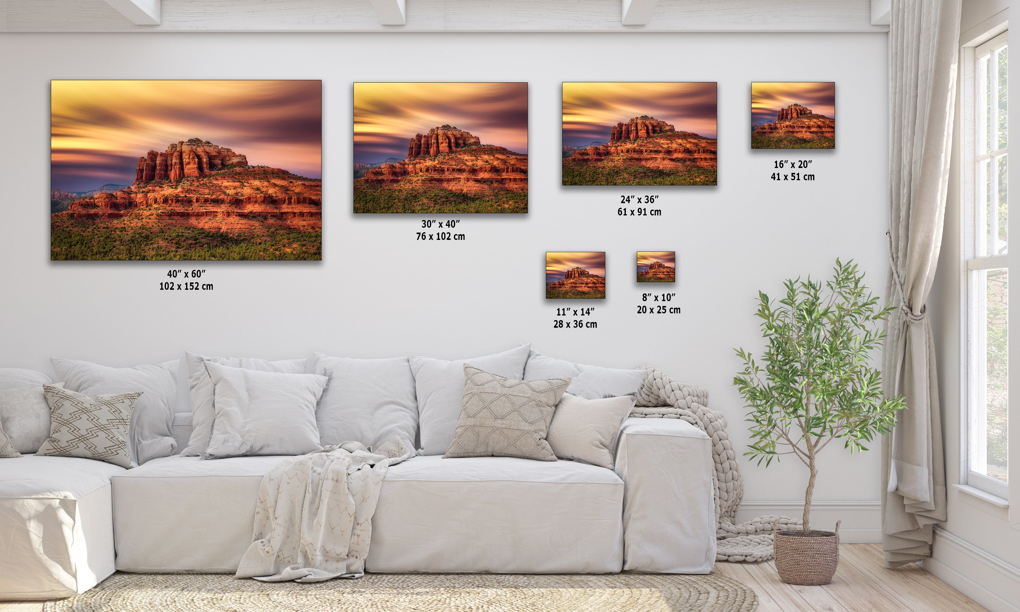 Cathedral Rock Sunset, Sedona Arizona Desert Picture Nature Photo Relaxation Artwork for Meditation, Office, and House Decor