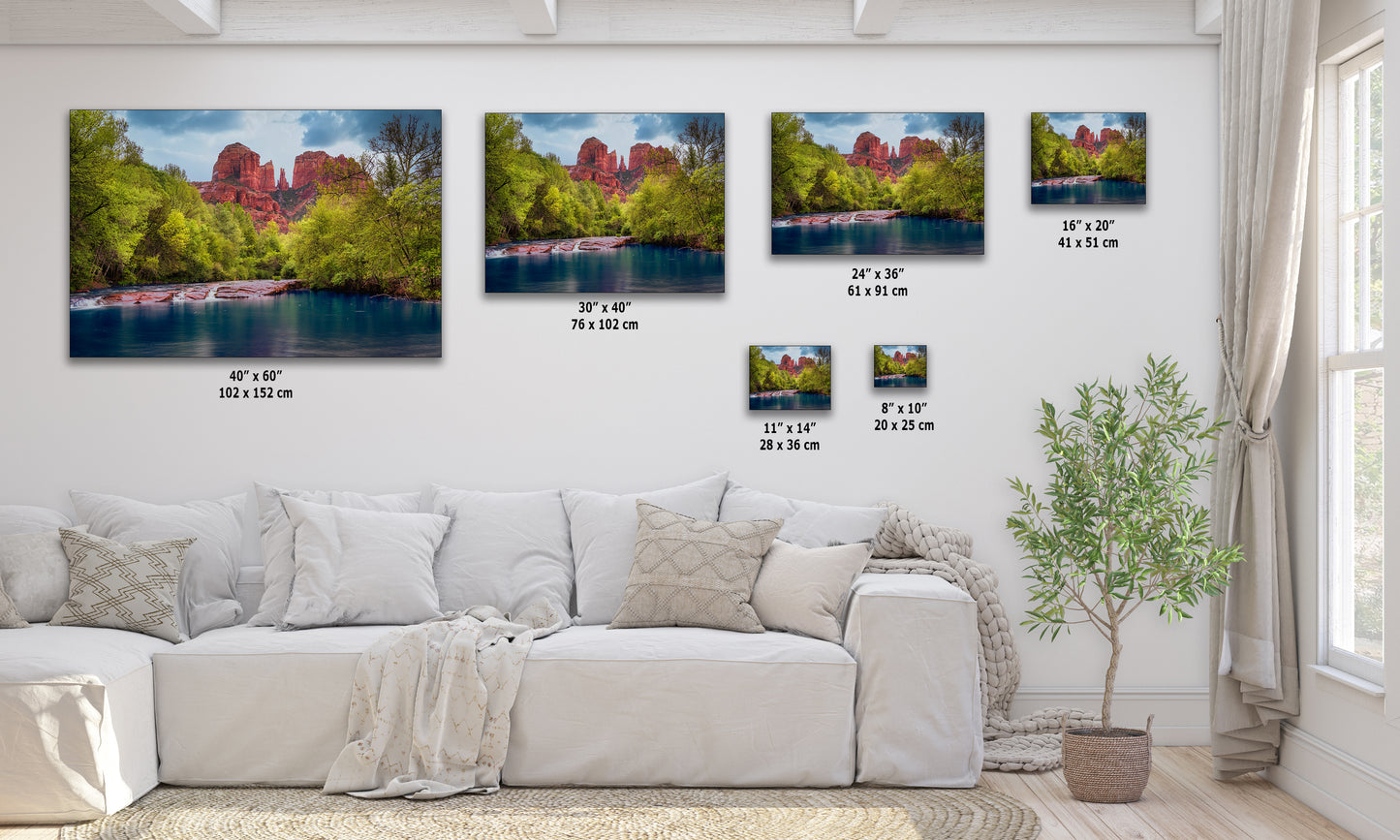 Cathedral Rock with Oak Creek, Sedona Arizona Desert Picture Nature Photo Relaxation Artwork for Meditation, Office, and House Decor