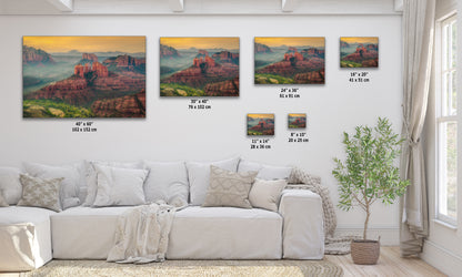 Cathedral Rock Aerial Sunrise, Sedona Arizona Desert Picture Nature Photo Relaxation Artwork for Meditation, Office, and House Decor