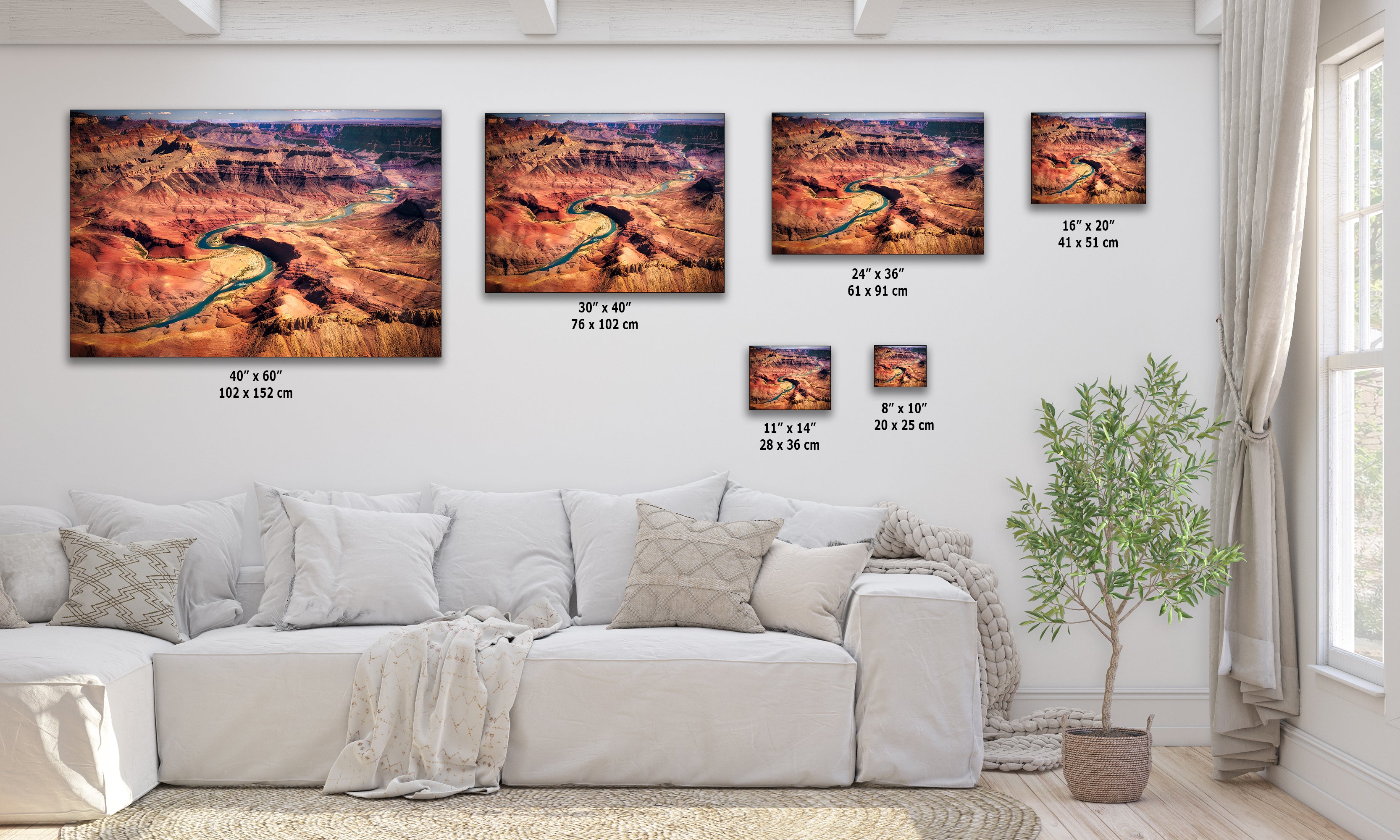 Grand Canyon National Park, Aerial Arizona Desert Picture Nature Photo, Bohemian Style Relaxation Artwork for Meditation, Apartment, Office & House Decor