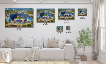 Denver Broncos Football Stadium, Mile High Stadium Denver Colorado Skyline Print, Sports Decor, Man Cave Art
