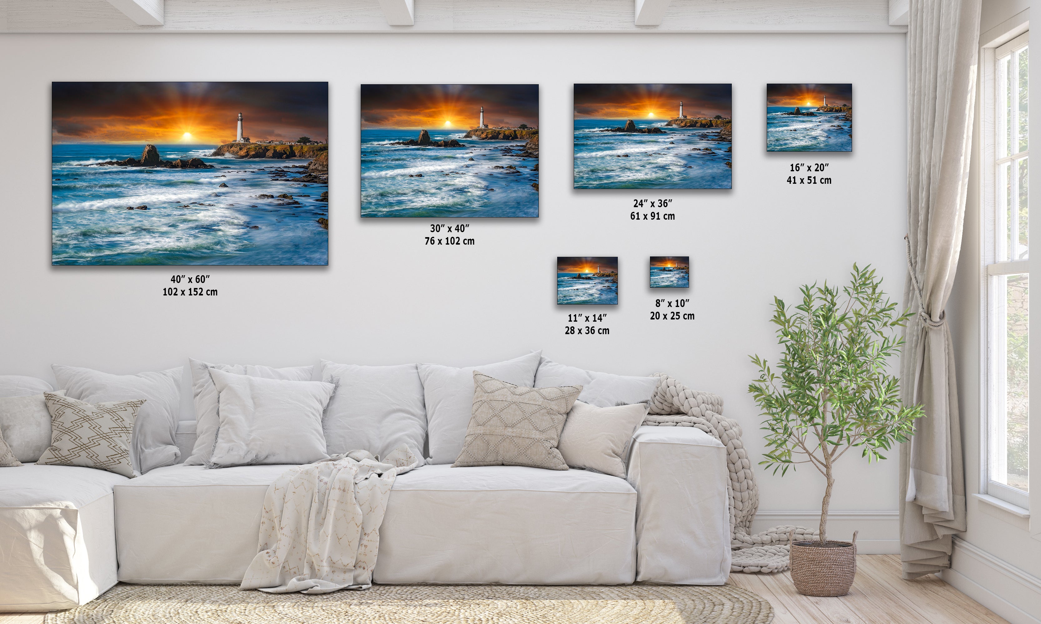 Pigeon Point Lighthouse Picture, California Coastline Ocean Picture, Relaxation Artwork Nature Photo for Meditation, Office, and House Decor