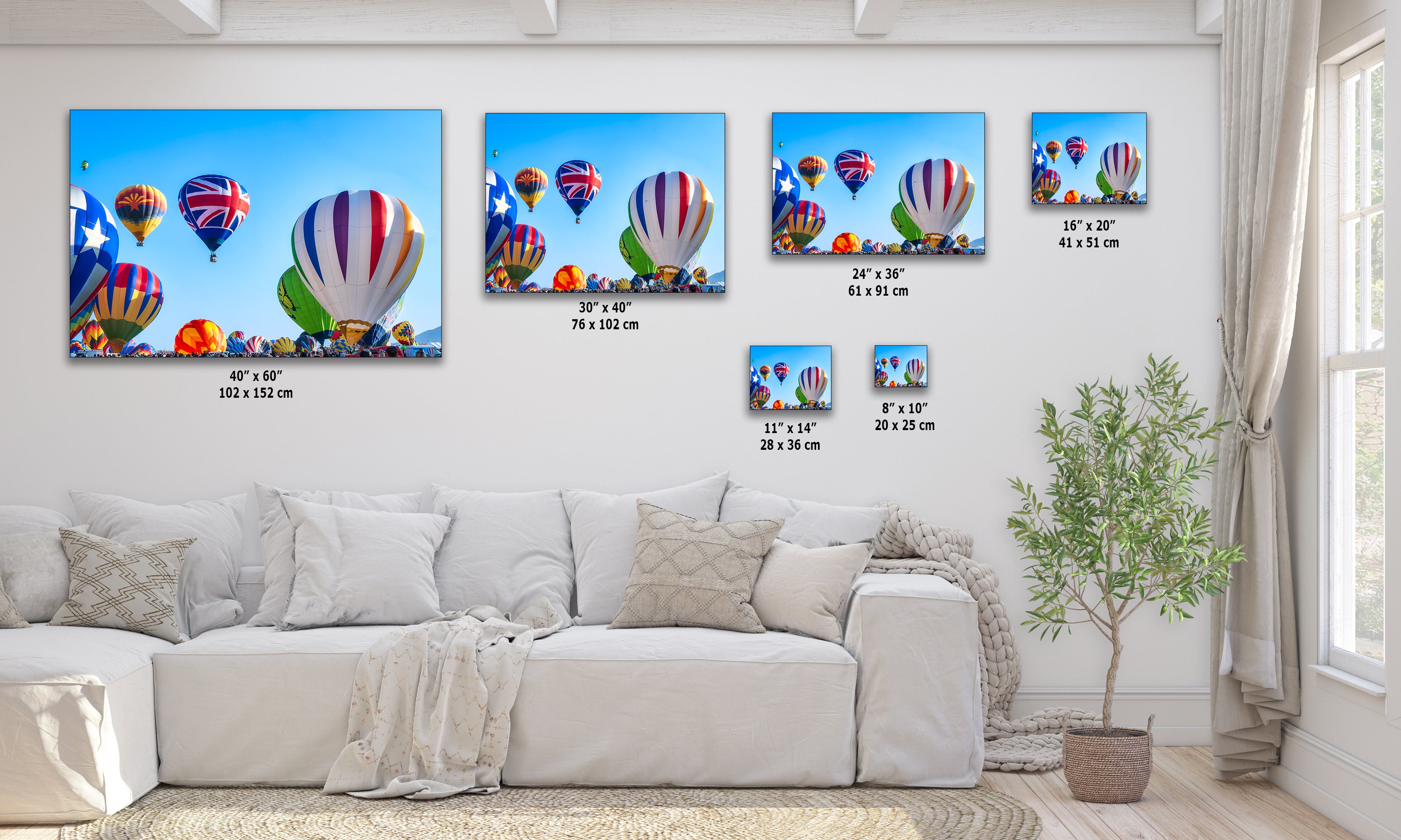 Union Jack Hot Air Balloon Festival Mass Ascension, Albuquerque New Mexico Balloon Fiesta Wall Art, Office, Cubicle & House Decor