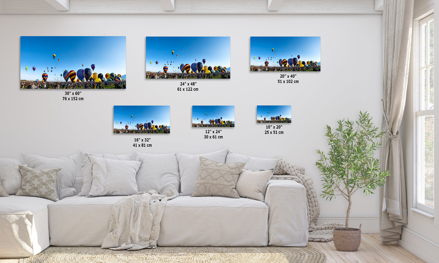 Hot Air Balloon Festival Mass Ascension Panorama Photo | Albuquerque New Mexico Balloon Fiesta Wall Art | Office, Cubicle & House Decor