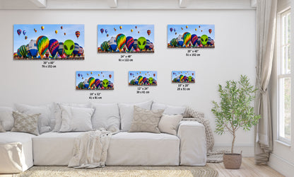 Hot Air Balloon Festival Mass Ascension Panorama Photo Lift Off | Albuquerque New Mexico Balloon Fiesta Wall Art | Office, Cubicle & House Decor