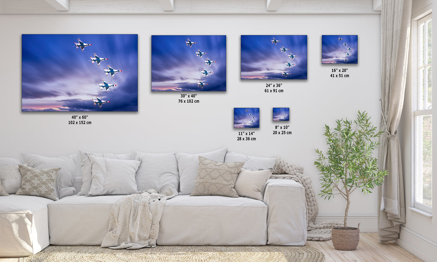 US Airforce Thunderbirds F-16 Fighting Falcon Aviation Artwork | Military Aircraft Wall Decor for Aviation Enthusiasts and Man Cave Decor
