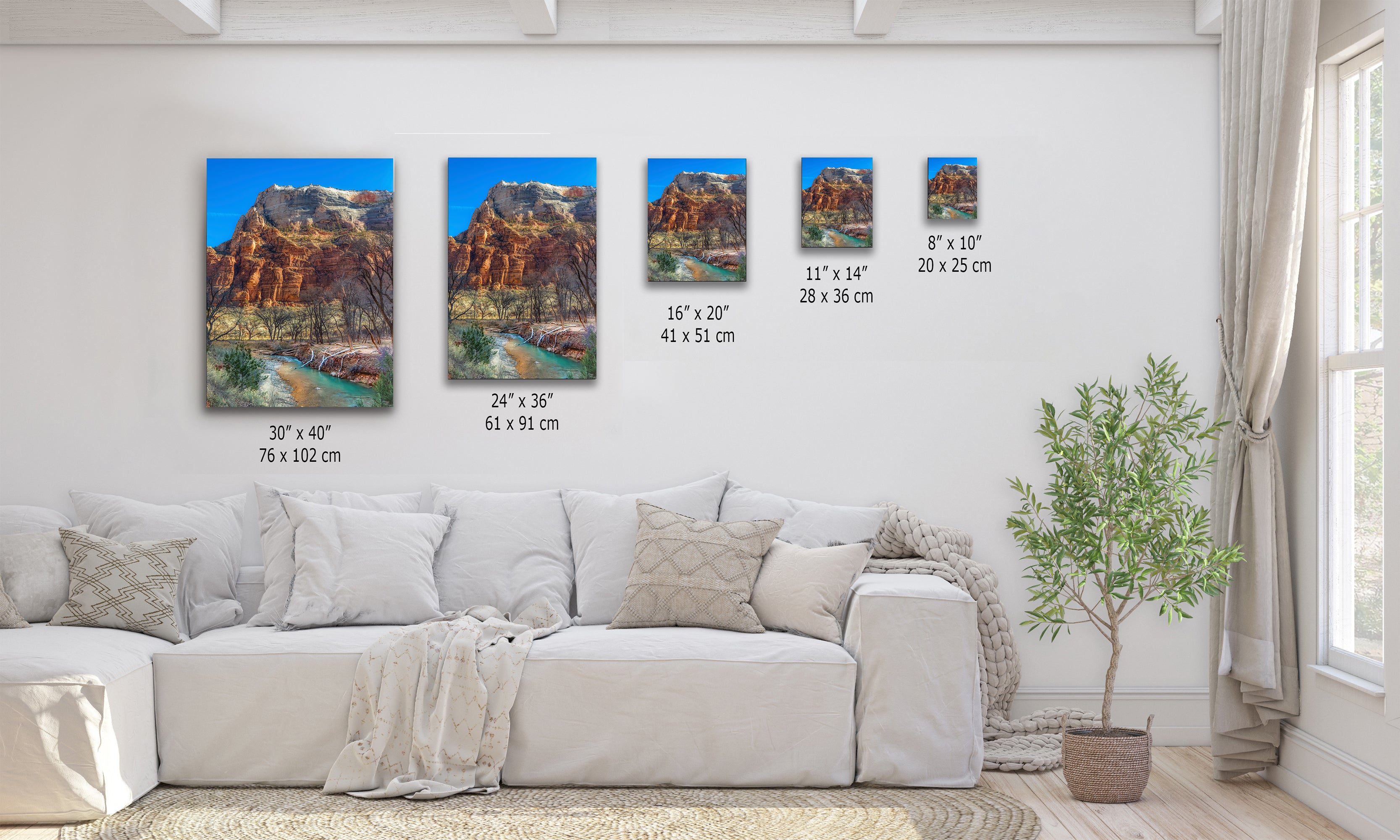 Zion National Park Southern Utah Desert Picture, Southwestern Wall Art, Relaxation Artwork Nature Photo for House Decor