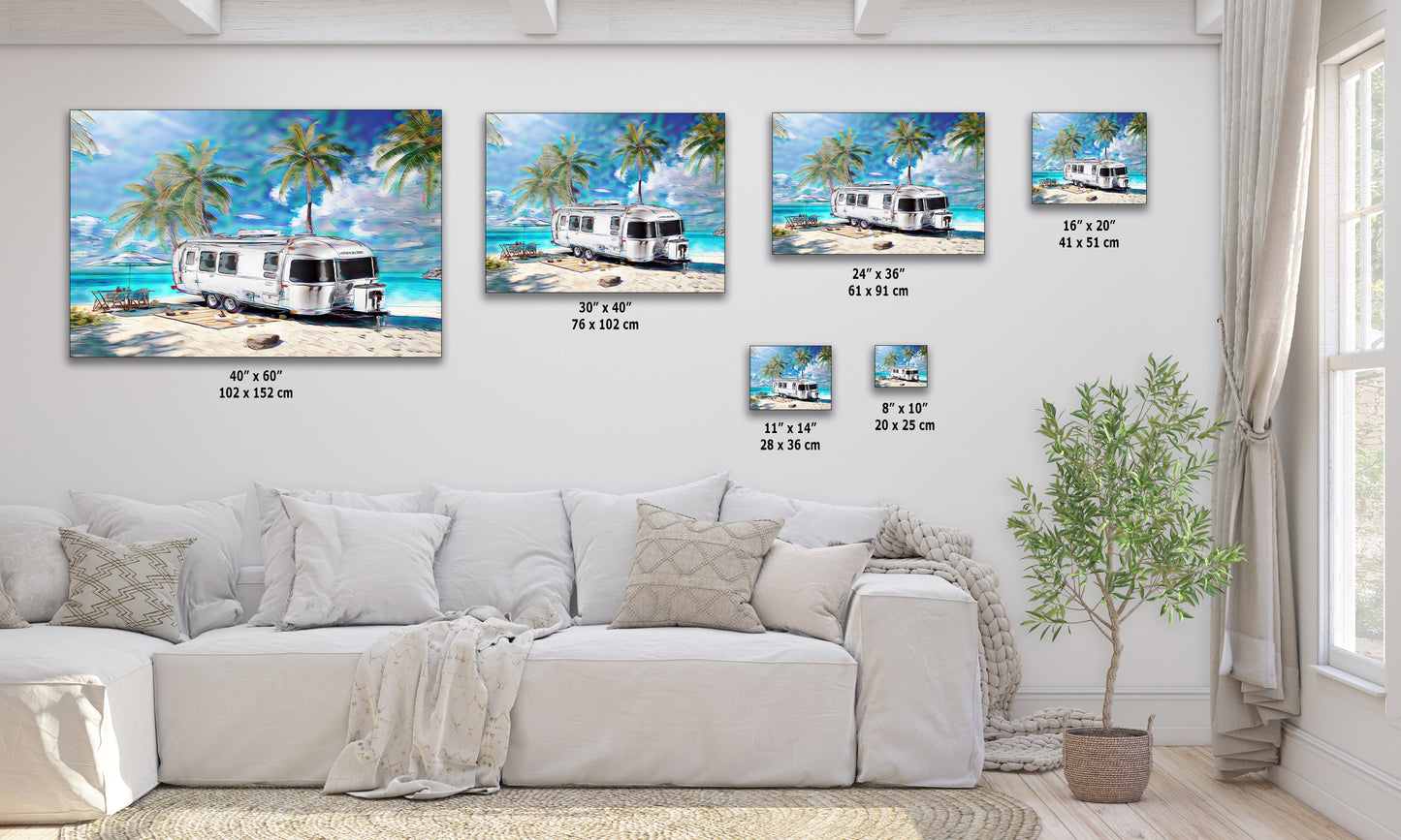 Airstream Travel Trailer Art at a Tropical Ocean Paradise Campsite