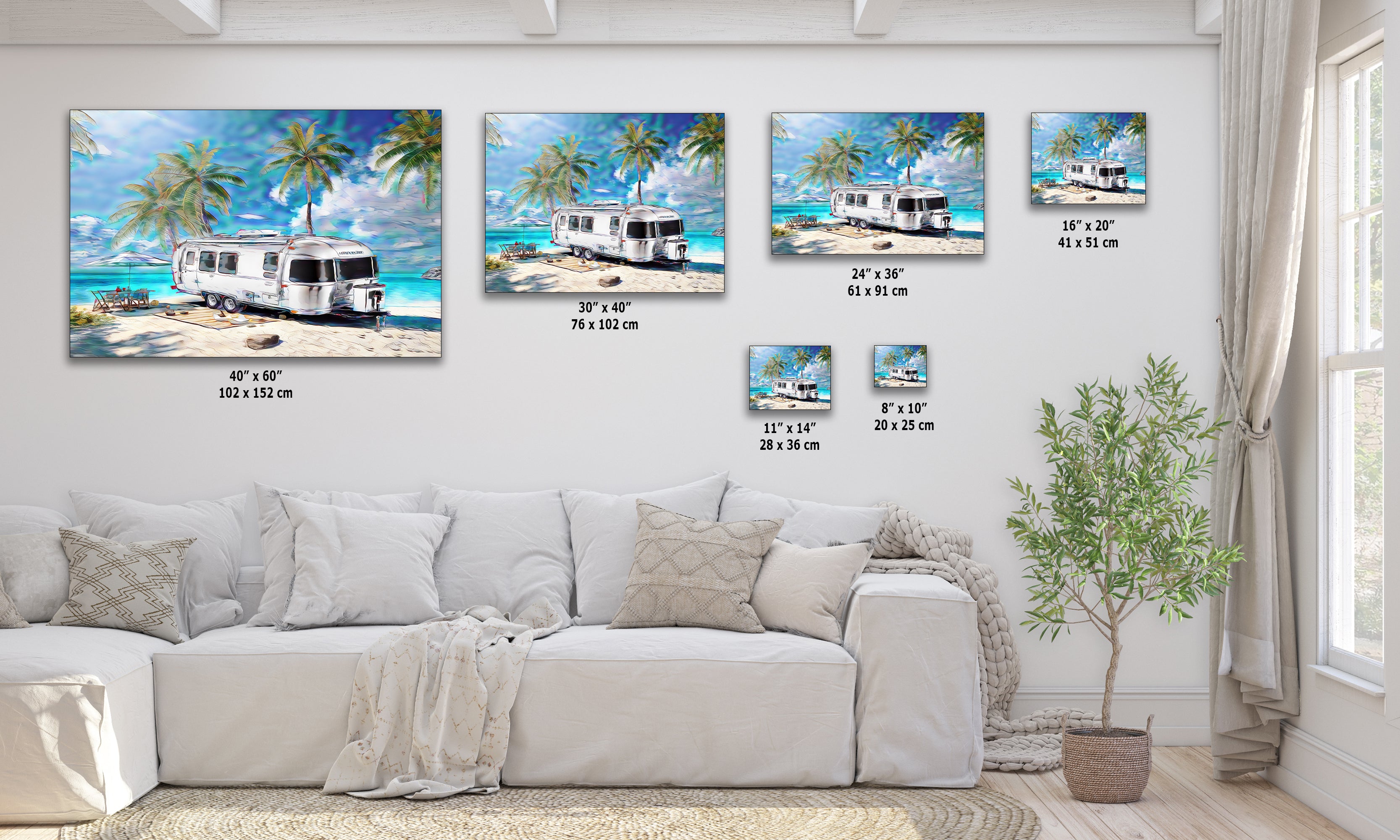 Airstream Travel Trailer Art at a Tropical Ocean Paradise Campsite