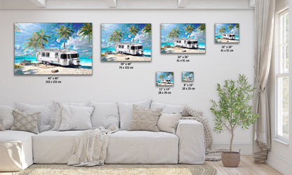 Airstream Travel Trailer Art at a Tropical Ocean Paradise Campsite