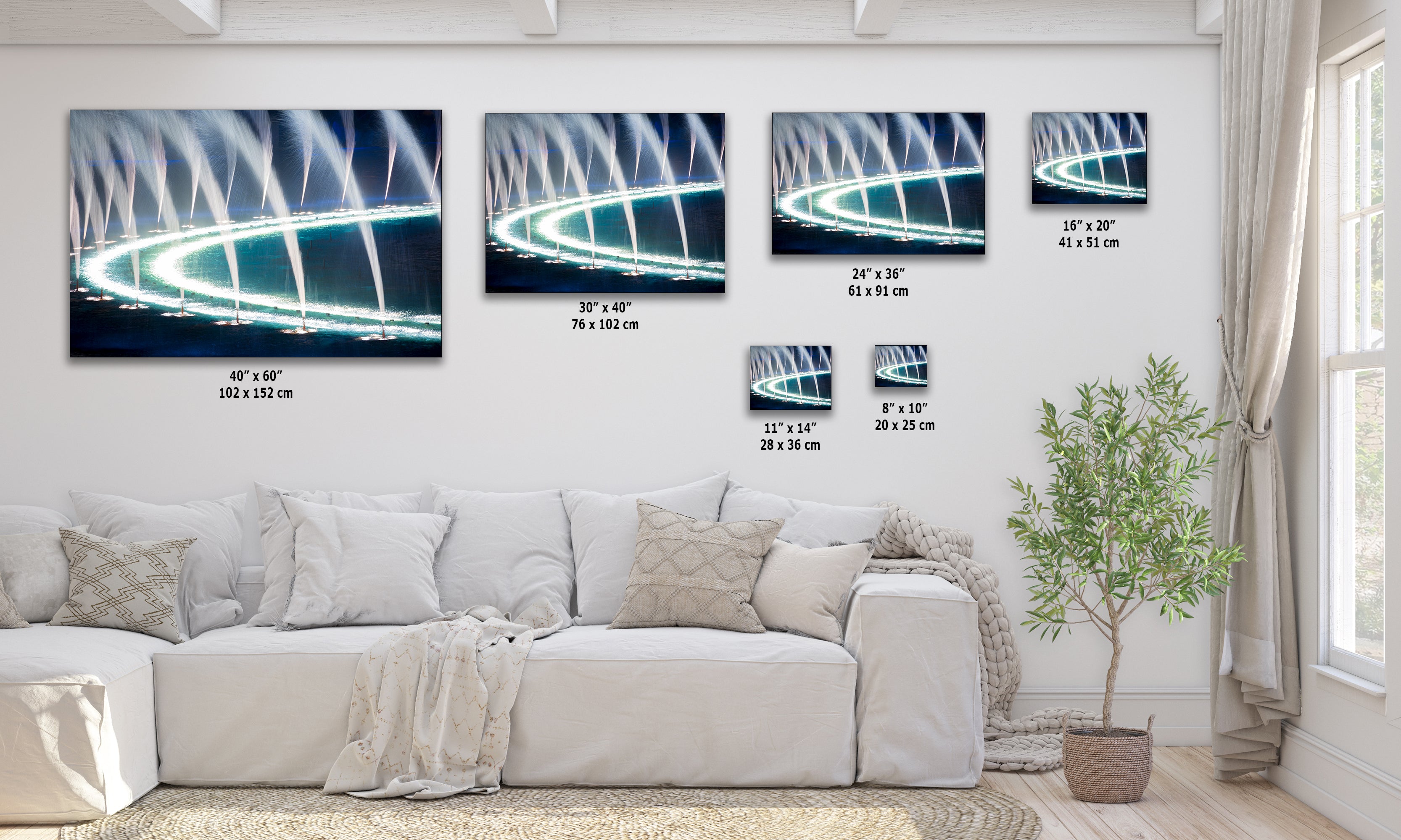 Bellagio Las Vegas Water Picture, Relaxation Artwork, Night Water Display Wall Decor, Ethereal Cityscape Photography