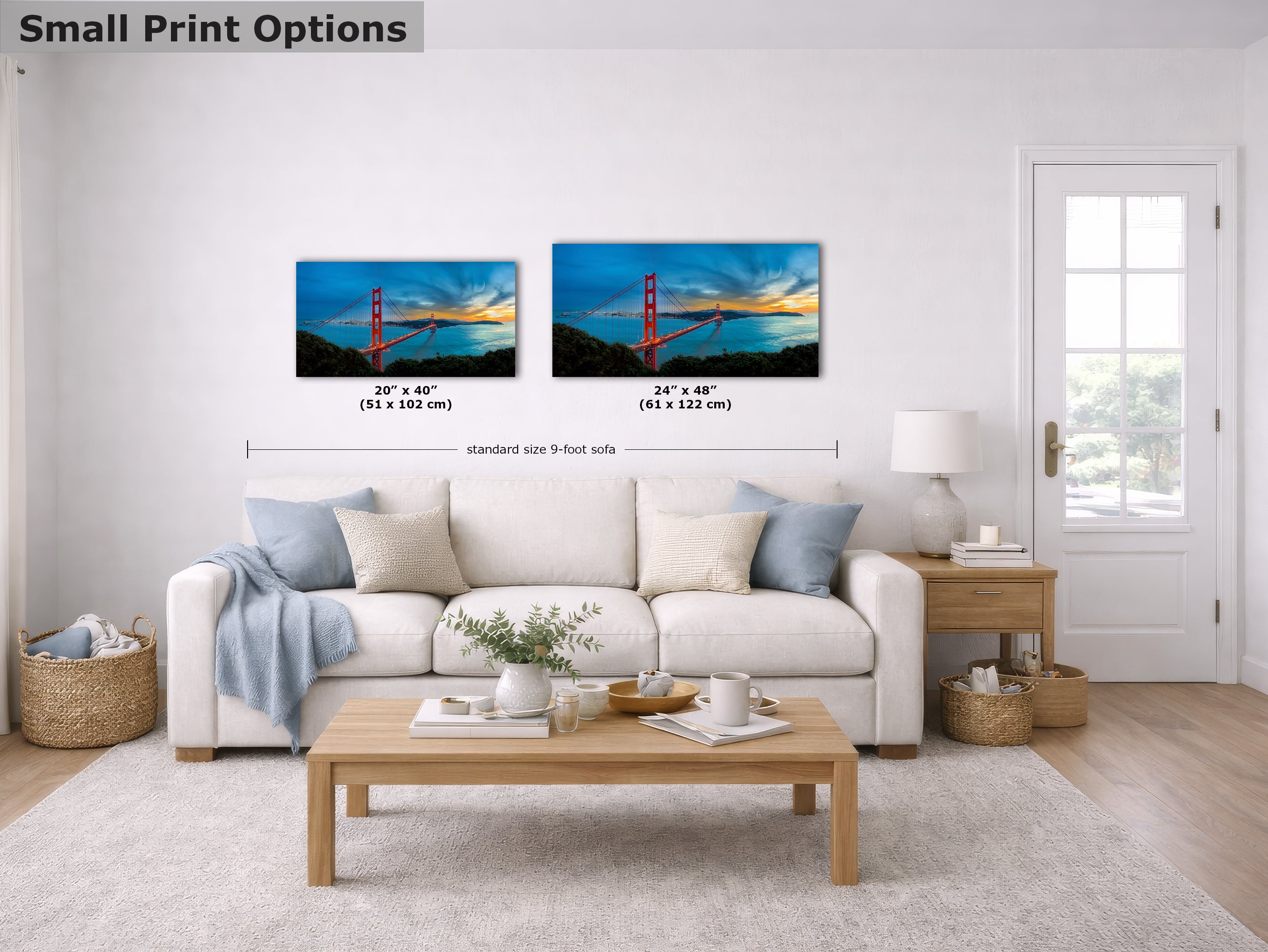 Limited Edition Fine Art Photography Bridge Picture, Golden Gate Bridge Sunset Panorama