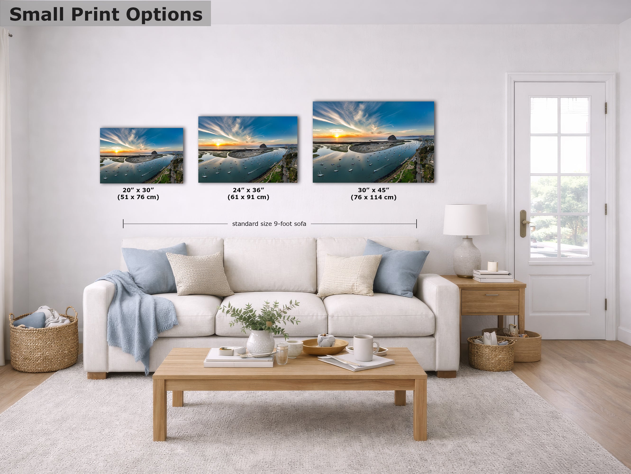 Limited Edition Fine Art Photography, Ocean Picture California Coastline Morro Bay Aerial Sunset