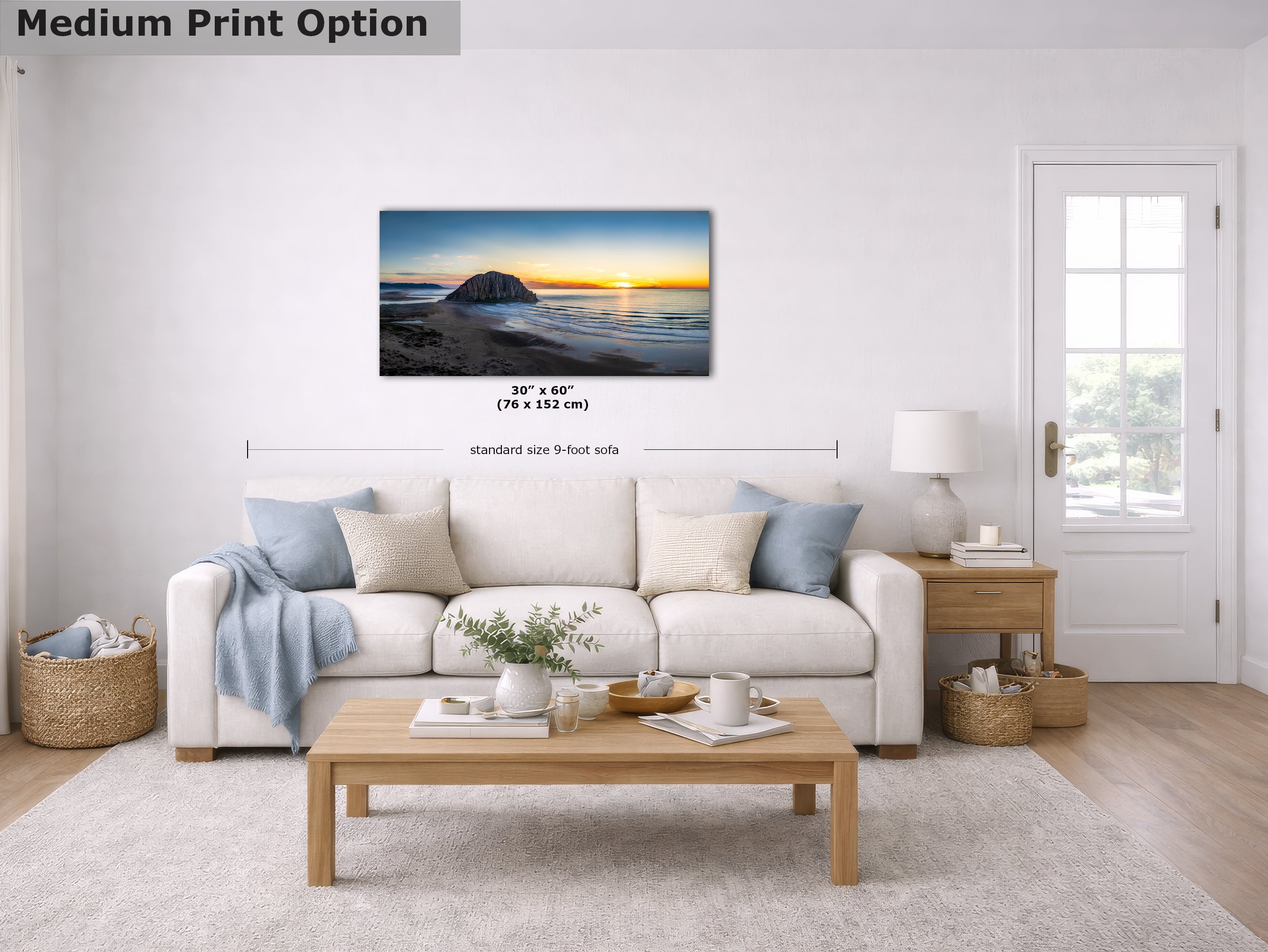 Morro Bay California Coastline Ocean Picture Nature Photo Panorama, Morro Rock Coastal Relaxation Artwork, Dorm Room, Office & House Decor