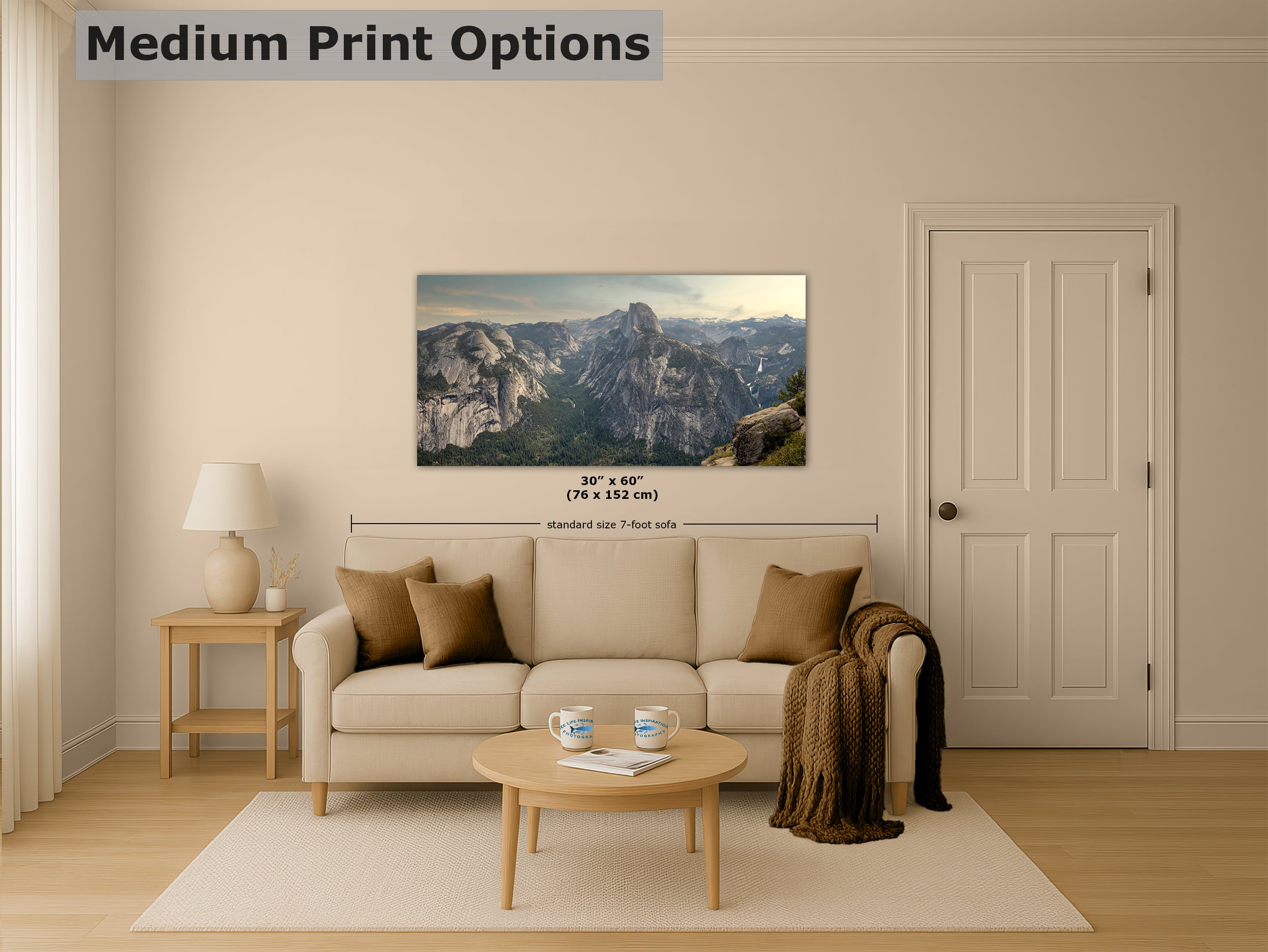 Glacier Point Yosemite National Park Nature Photo Relaxation Artwork of Half Dome for Meditation, Office, and House Decor