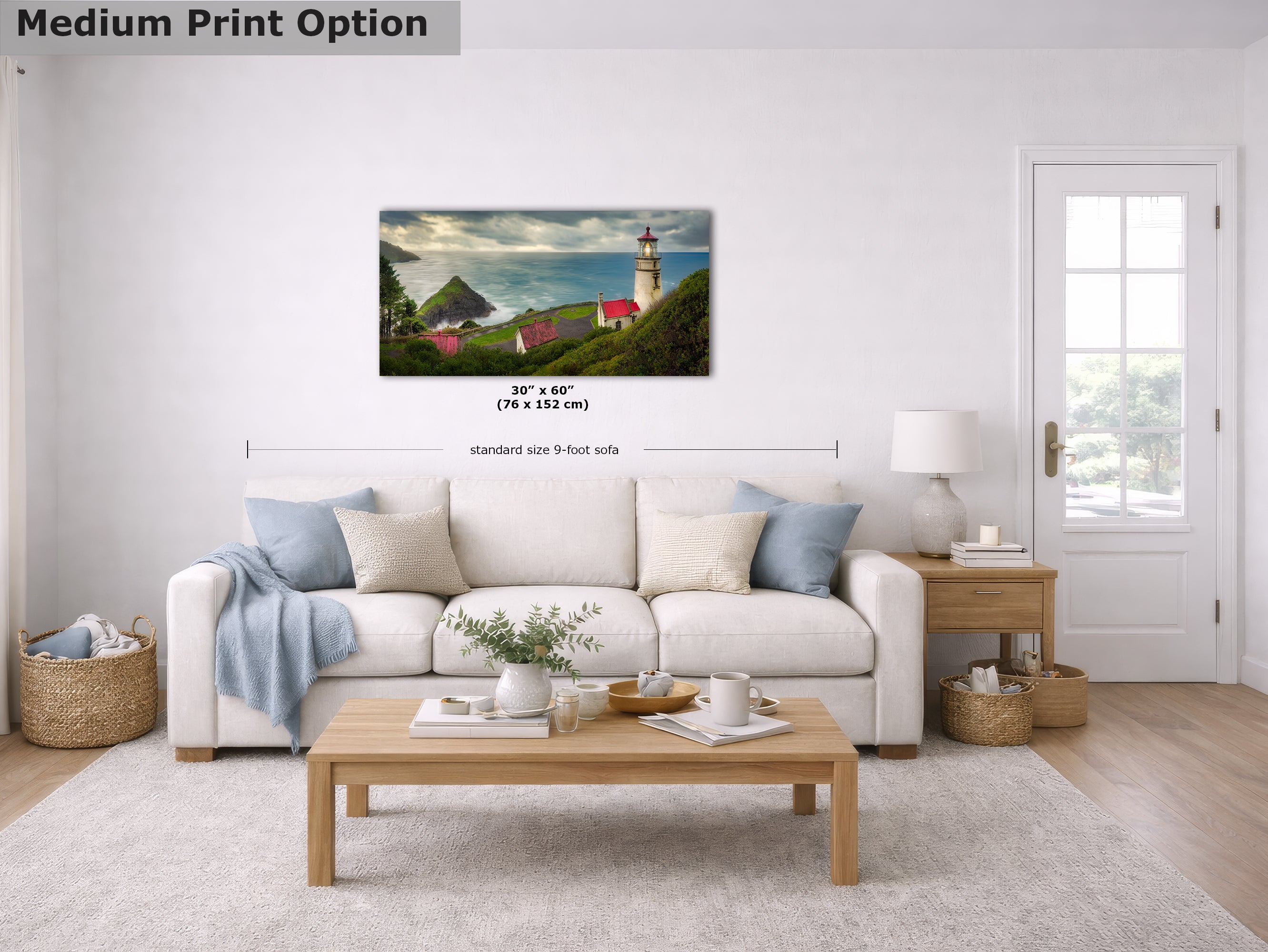 Heceta Head Lighthouse Picture, Oregon Coast Ocean Picture, Pacific Northwest Beach Photo Framed Coastal Decor for Ocean Lovers