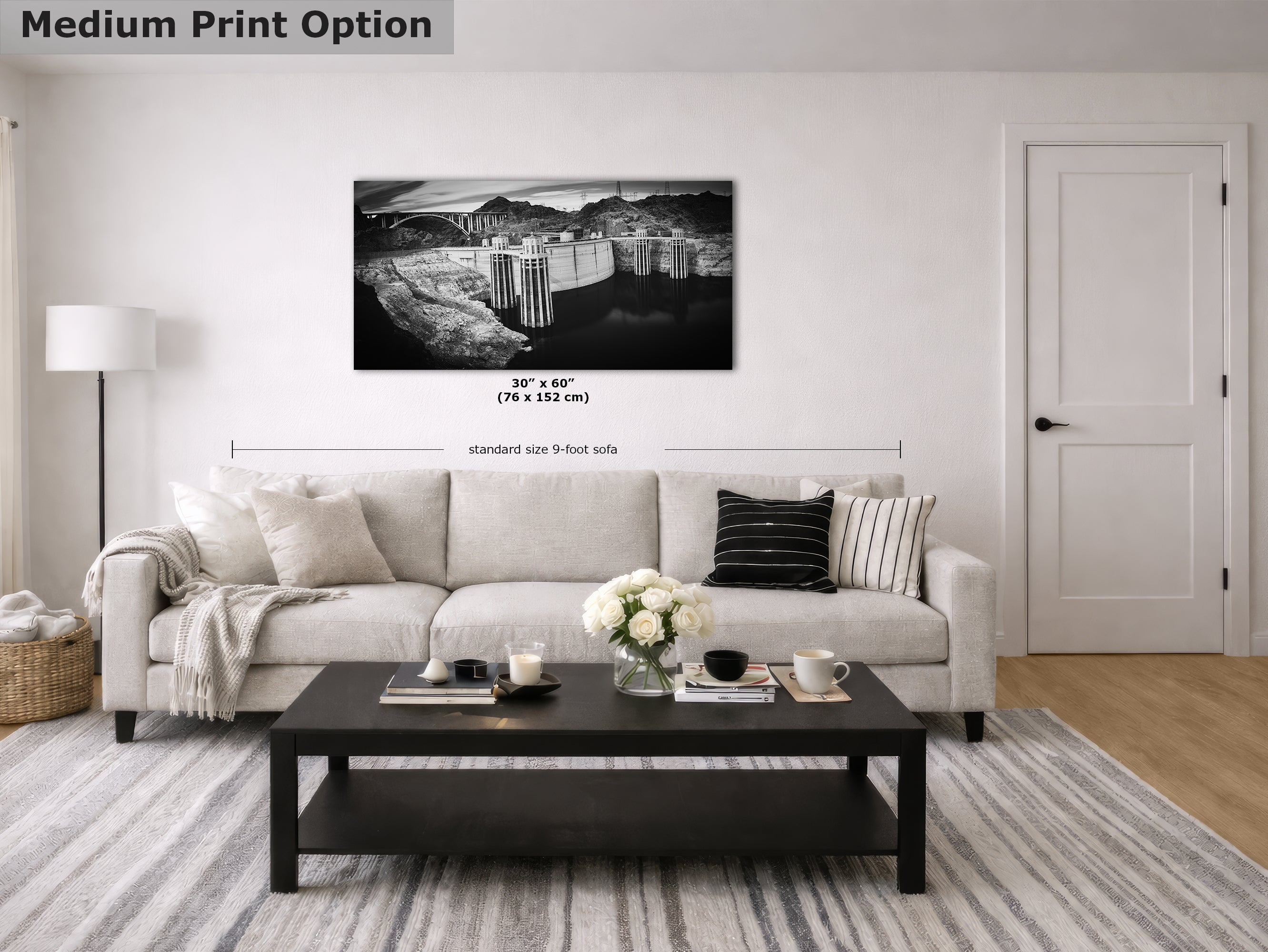 Hoover Dam Wall Art Print | Black and White USA Landmark Decor | Nevada Colorado River Photography | Office, Dorm, Apartment Decor
